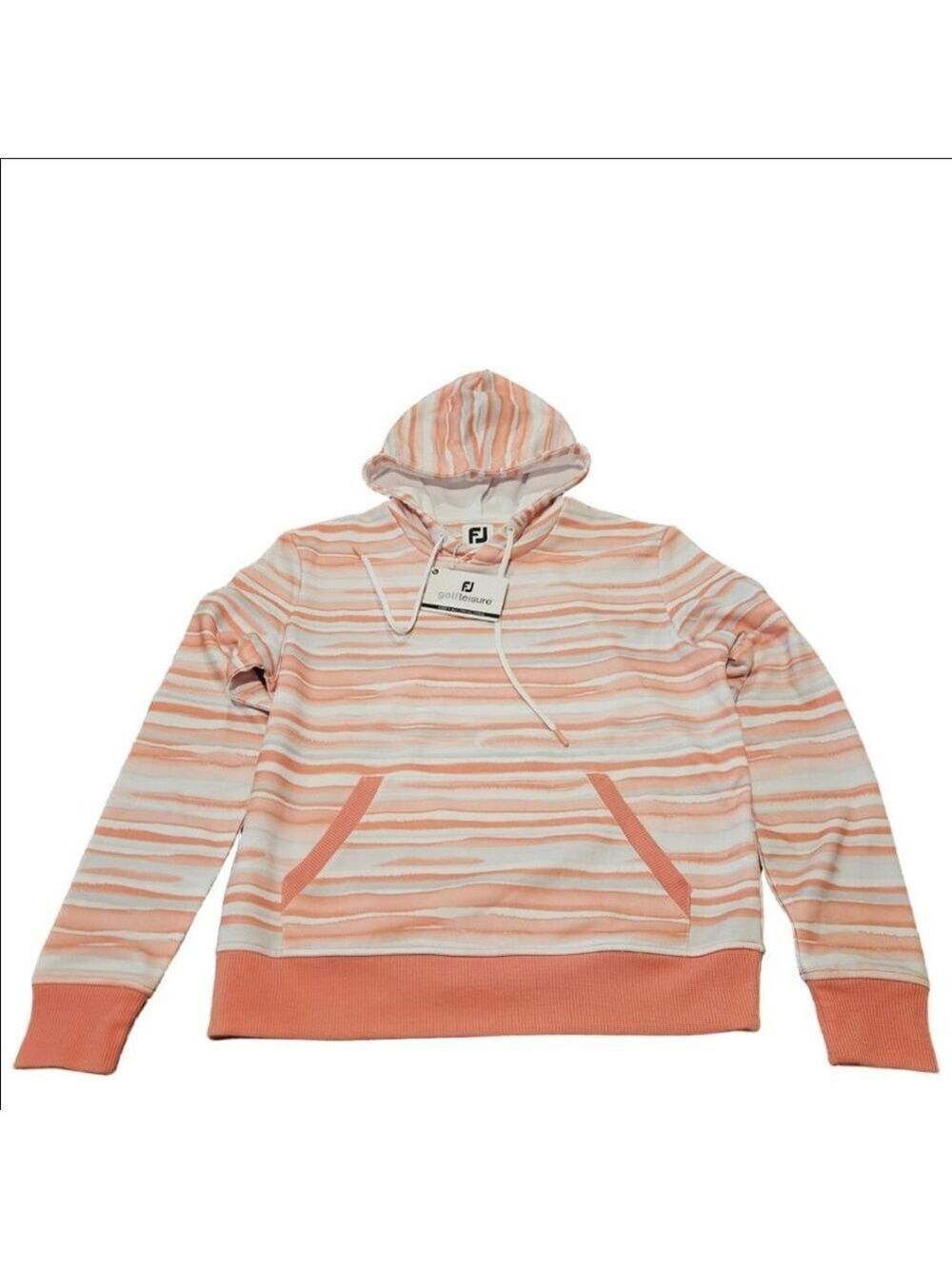 Women's FootJoy NWT Hoodie Peach White Gray Watercolor Pullover, Size S